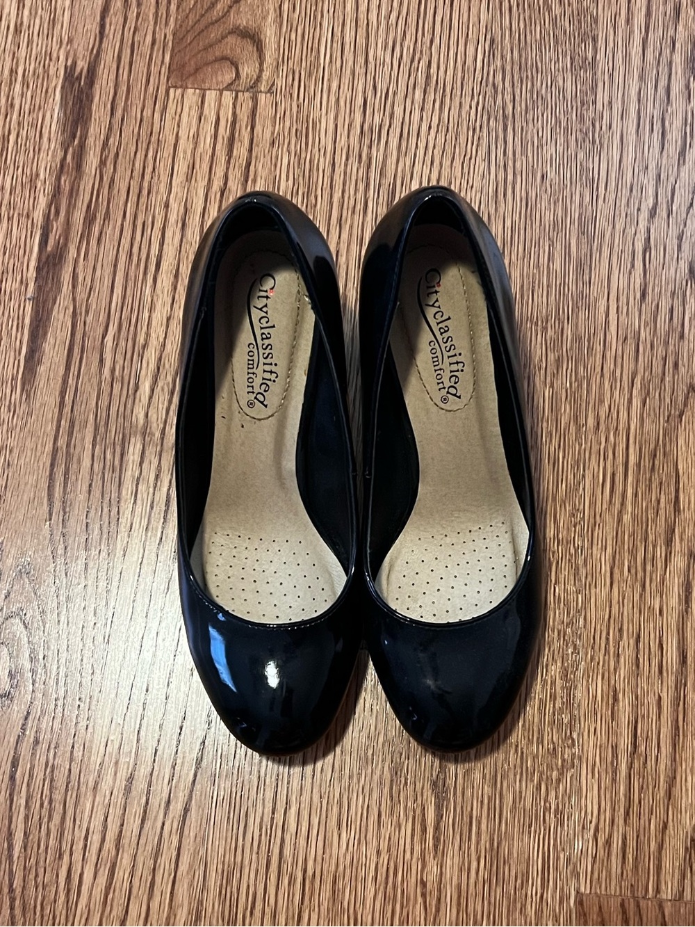 Black Patent Round-Toe Heels